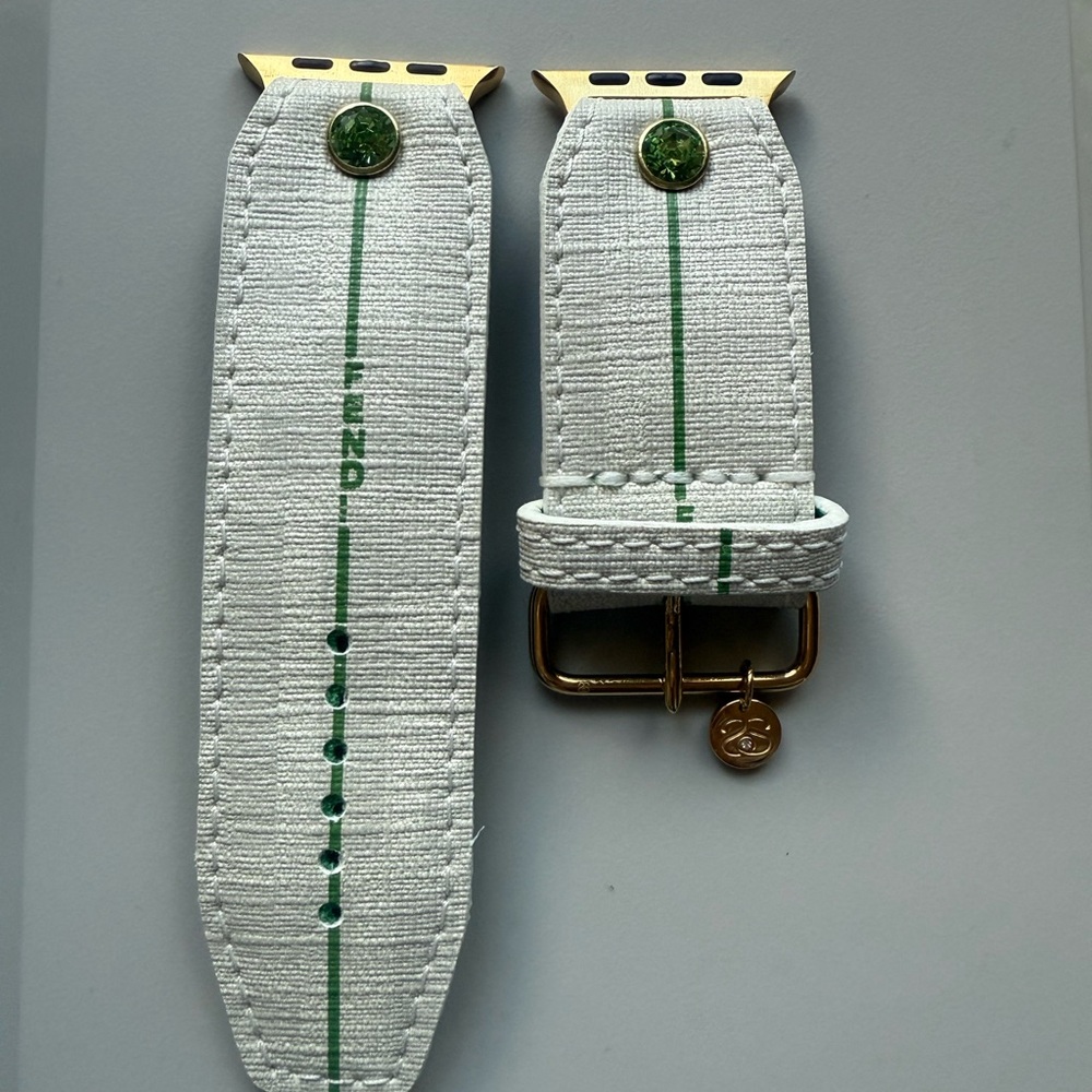 Fendi White Strap with Gold and Green Accents